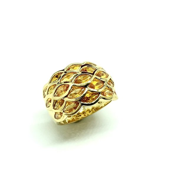 Sunny Day! Gold Sterling Silver Citrine Gemstone Wide Band Ring | Womens Jewelry - Picture 1 of 5
